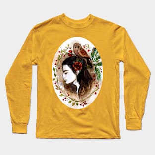 Girl with Owl Long Sleeve T-Shirt